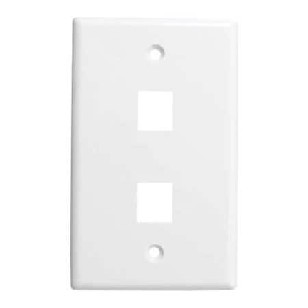 Chiptech, Inc Dba Vertical Cable Vertical Cable, Double (2) Port Keystone Wall Plate (Flush) White 304-J2636/2P/WH